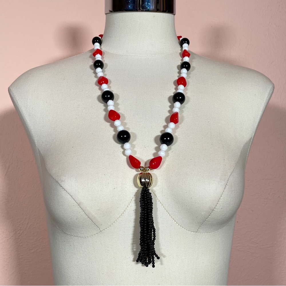 Vintage Fall Halloween Whimsical Goth Abstract Retro Beaded Statement Necklace